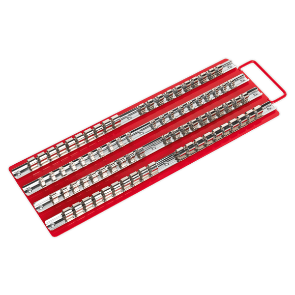 Sealey Socket Set Sealey 1/4", 3/8" & 1/2"Sq Drive Socket Rail Tray - Red - Lifetime Guarantee AK271 - Buy Direct from Spare and Square