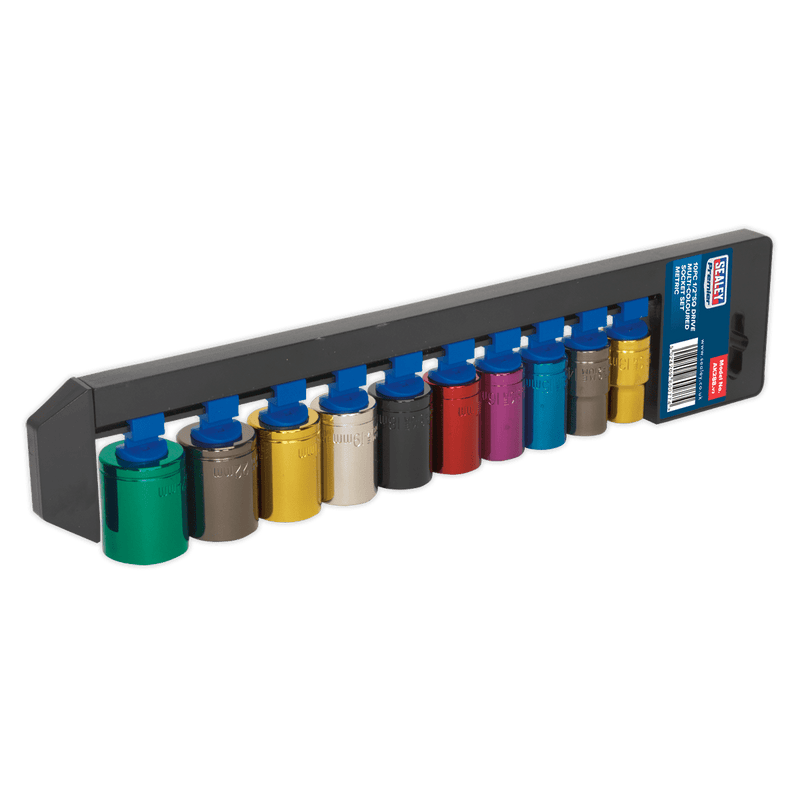 Sealey Socket Sets 10pc 1/2"Sq Drive Multi-Coloured Socket Set-AK288 5024209600774 AK288 - Buy Direct from Spare and Square
