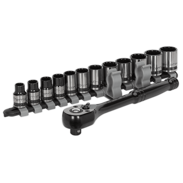 Sealey Socket Sets 13pc 3/8"Sq Drive Total Drive® Socket Set - Black Series-AK7973 5054511089301 AK7973 - Buy Direct from Spare and Square
