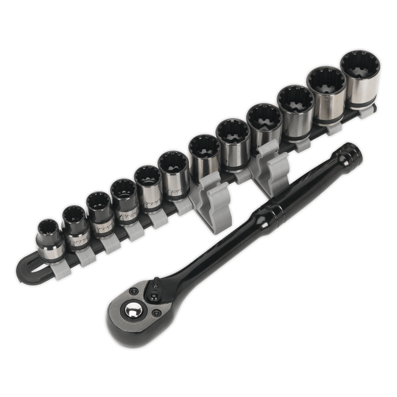 Sealey Socket Sets 13pc 3/8"Sq Drive Total Drive® Socket Set - Black Series-AK7973 5054511089301 AK7973 - Buy Direct from Spare and Square