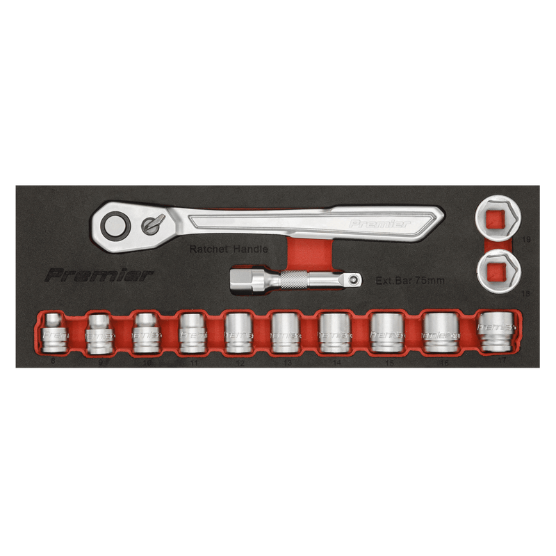 Sealey Socket Sets 14pc 3/8"Sq Drive Low Profile Socket Set - Platinum Series-AK5785 5054511853995 AK5785 - Buy Direct from Spare and Square