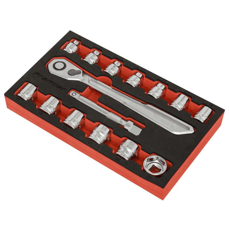 Sealey Socket Sets 15pc 1/2"Sq Drive Low Profile Socket Set - Platinum Series-AK5787 5054511854022 AK5787 - Buy Direct from Spare and Square