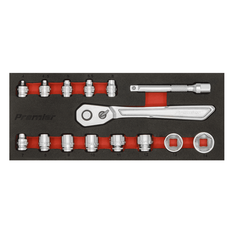 Sealey Socket Sets 15pc 1/4"Sq Drive Low Profile Socket Set - Platinum Series-AK5783 5054511853490 AK5783 - Buy Direct from Spare and Square