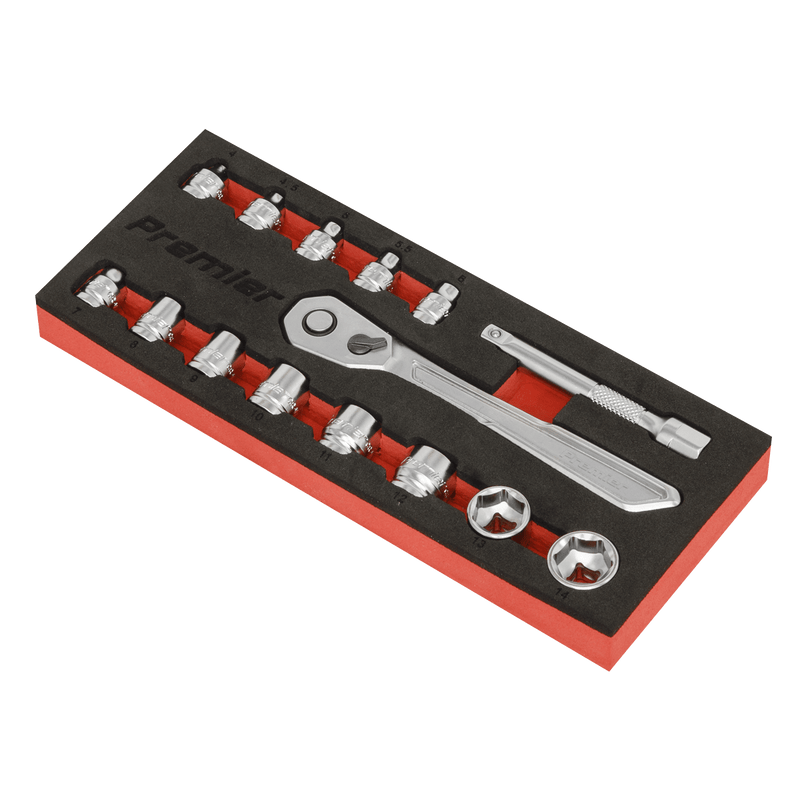 Sealey Socket Sets 15pc 1/4"Sq Drive Low Profile Socket Set - Platinum Series-AK5783 5054511853490 AK5783 - Buy Direct from Spare and Square