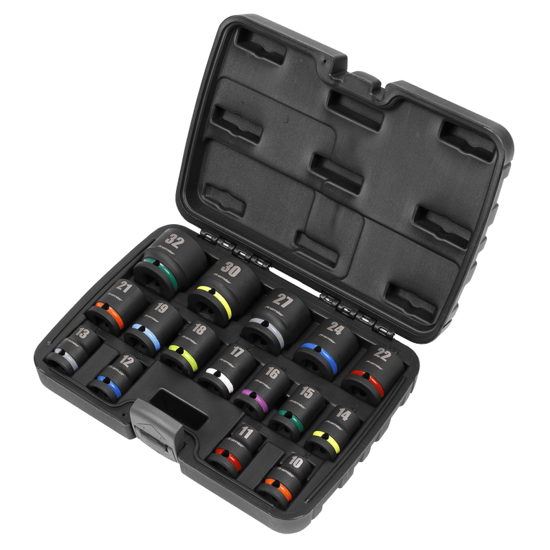 Sealey Socket Sets 16pc 1/2"Sq Drive Impact Socket Set-AK5625M 5054630220760 AK5625M - Buy Direct from Spare and Square