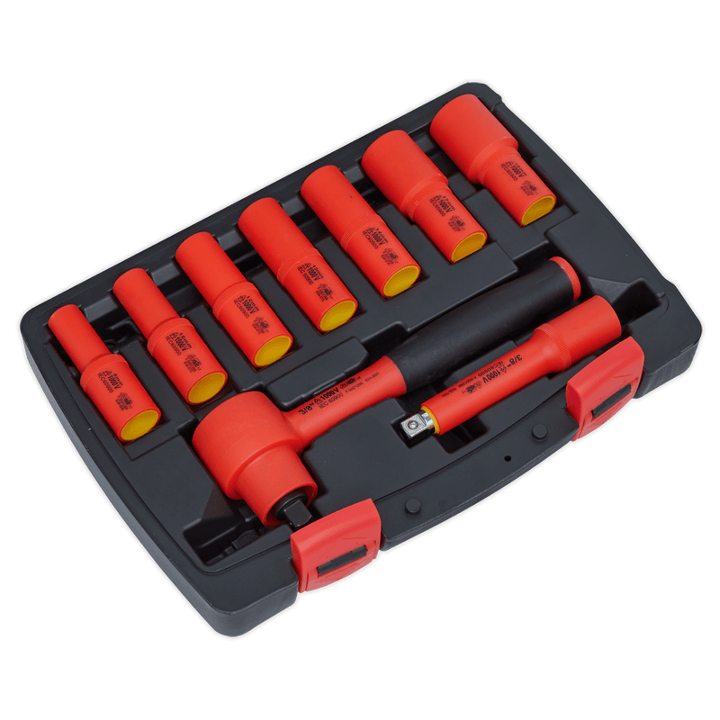 Sealey Socket Sets 9pc 3/8"Sq Drive Insulated Socket Set - VDE Approved-AK7942 5054511580136 AK7942 - Buy Direct from Spare and Square