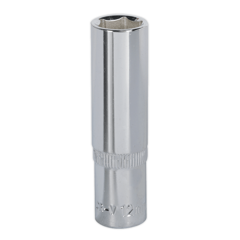 Sealey Sockets Individual 12mm 3/8"Sq Drive Fully Polished Deep WallDrive® Socket-SP3812D 5051747360549 SP3812D - Buy Direct from Spare and Square