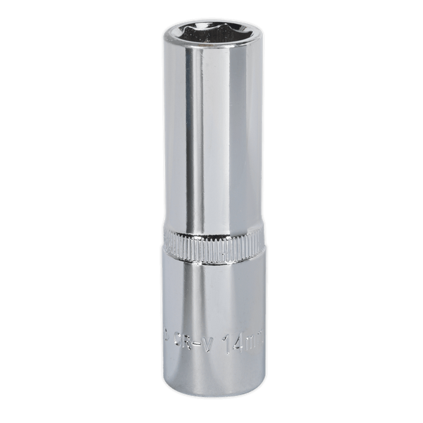 Sealey Sockets Individual 14mm Deep 1/2"Sq Drive Fully Polished WallDrive® Socket-SP1214D 5051747360167 SP1214D - Buy Direct from Spare and Square
