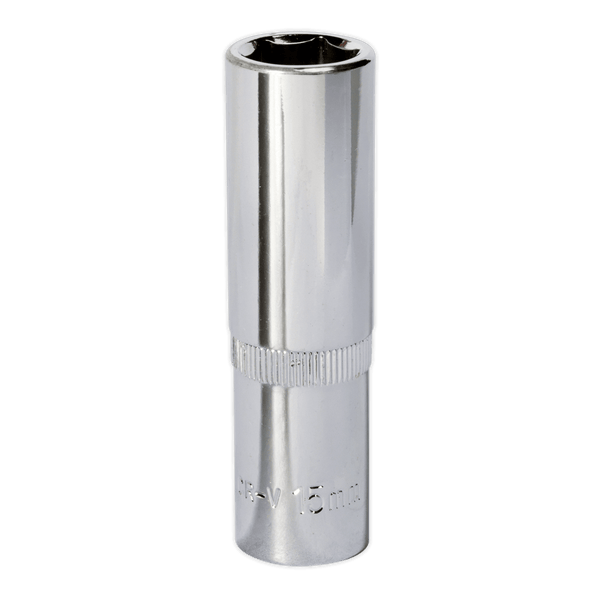 Sealey Sockets Individual 15mm Deep 1/2"Sq Drive Fully Polished WallDrive® Socket-SP1215D 5051747360181 SP1215D - Buy Direct from Spare and Square