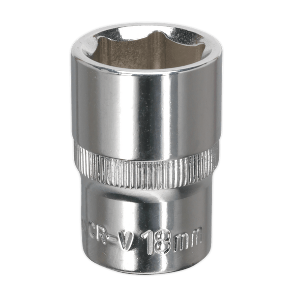 Sealey Sockets Individual 18mm 1/2"Sq Drive Fully Polished WallDrive® Socket-SP1218 5051747360242 SP1218 - Buy Direct from Spare and Square