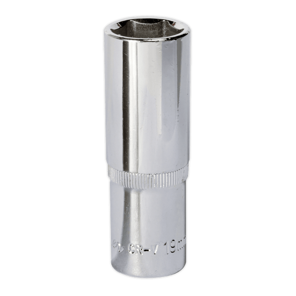 Sealey Sockets Individual 19mm 1/2"Sq Drive Fully Polished Deep WallDrive® Socket-SP1219D 5051747360266 SP1219D - Buy Direct from Spare and Square