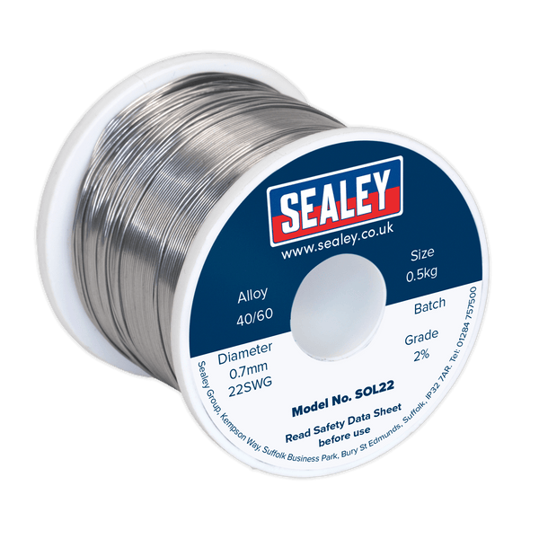 Sealey Solder 0.5kg Solder Wire Quick Flow 0.7mm/22SWG 40/60-SOL22 5054511036688 SOL22 - Buy Direct from Spare and Square