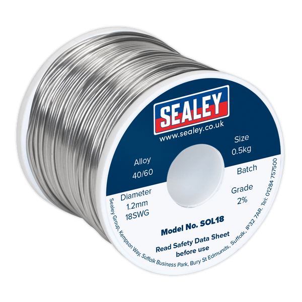 Sealey Solder 0.5kg Solder Wire Quick Flow 1.2mm/18SWG 40/60-SOL18 5054511036664 SOL18 - Buy Direct from Spare and Square