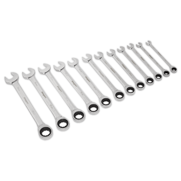 Sealey Spanners 12pc Combination Ratchet Spanner Set-S0634 5054511381788 S0634 - Buy Direct from Spare and Square