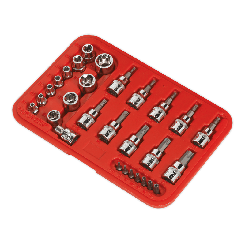 Sealey Specialised Bits & Sockets 29pc 1/4" & 3/8"Sq Drive TRX-Star* Socket & Security Bit Set-AK6193 5024209555180 AK6193 - Buy Direct from Spare and Square