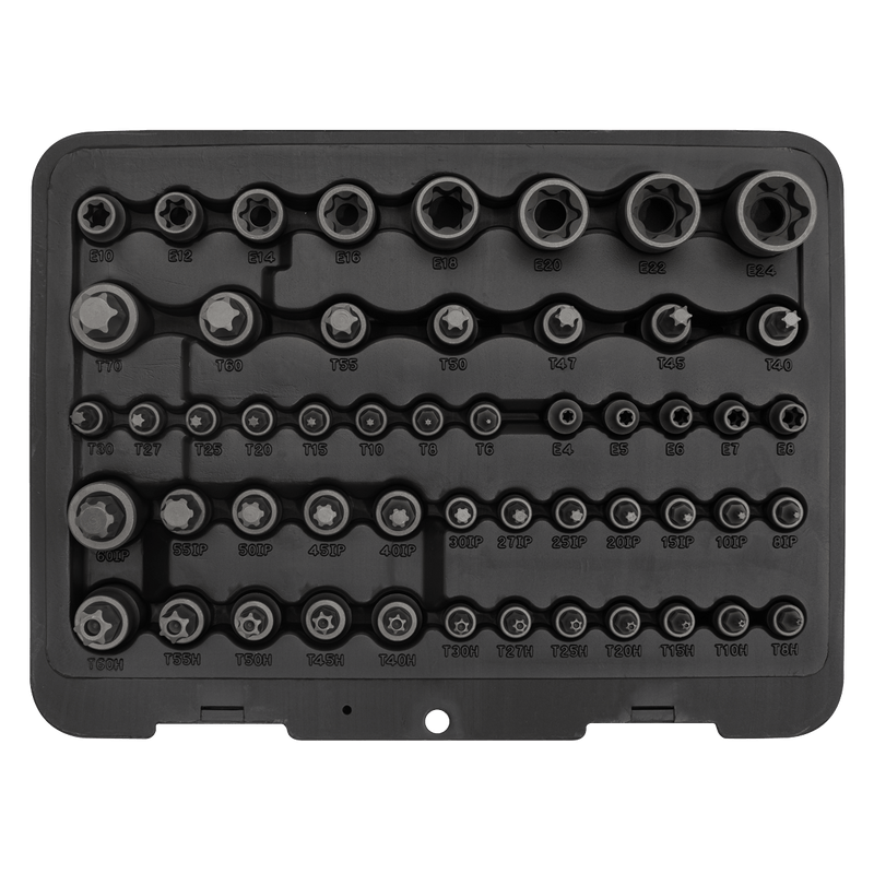 Sealey Specialised Bits & Sockets 52pc 1/4", 3/8" & 1/2"Sq Drive TRX-Star* Master Socket Set-AK6199 5054511122886 AK6199 - Buy Direct from Spare and Square
