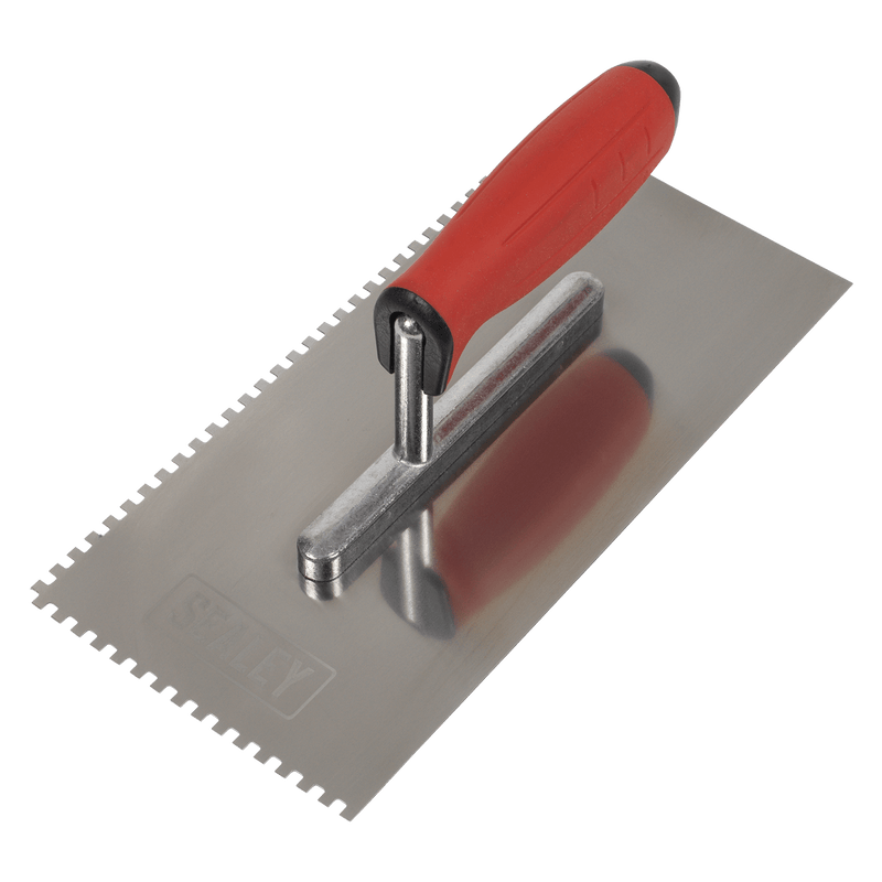 Sealey Stainless Steel 270mm Notch Trowel - Rubber Handle - 4mm 5054630307157 T7804 - Buy Direct from Spare and Square
