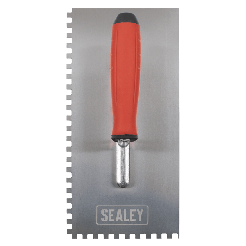 Sealey Stainless Steel 270mm Notch Trowel - Rubber Handle - 6mm 5054630307164 T7806 - Buy Direct from Spare and Square