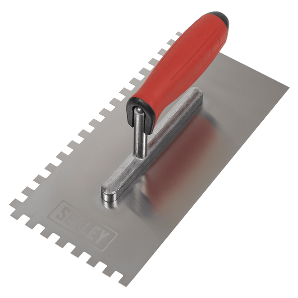 Sealey Stainless Steel 270mm Notch Trowel - Rubber Handle - 8mm 5054630307133 T7808 - Buy Direct from Spare and Square
