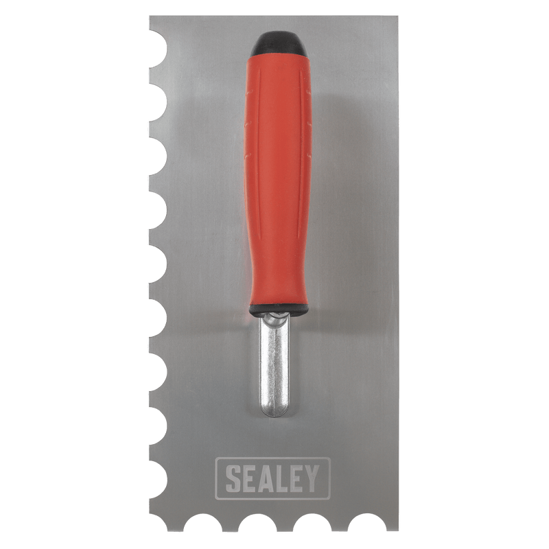 Sealey Stainless Steel 270mm Semicircle Tooth Trowel - Rubber Handle - Aluminium Foot 5054630307126 T6701 - Buy Direct from Spare and Square