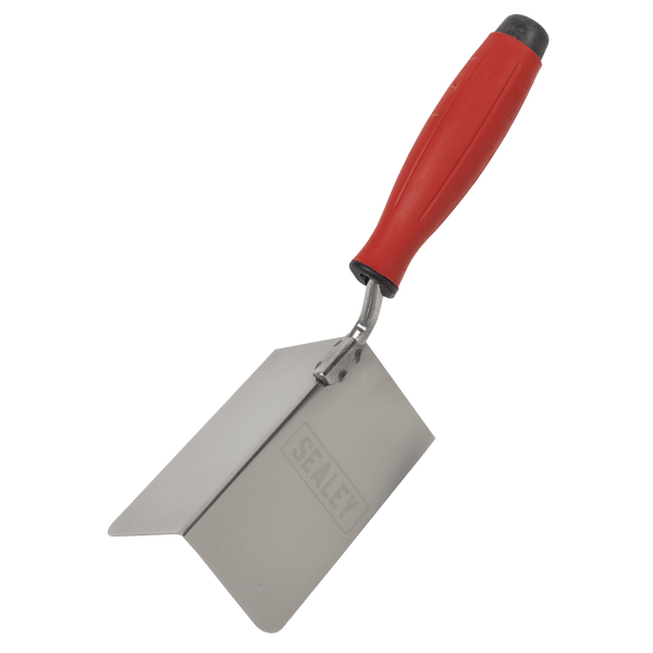 Sealey Stainless Steel External Corner Trowel - Rubber Handle - 120 x 60mm 5054630307102 T1803 - Buy Direct from Spare and Square