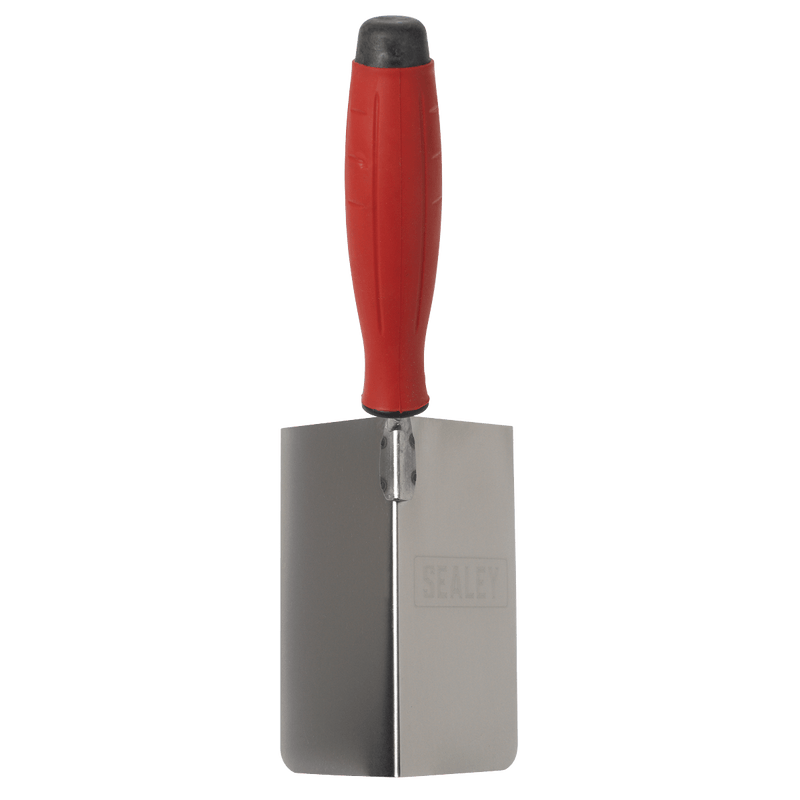 Sealey Stainless Steel External Corner Trowel - Rubber Handle - 120 x 60mm 5054630307102 T1803 - Buy Direct from Spare and Square