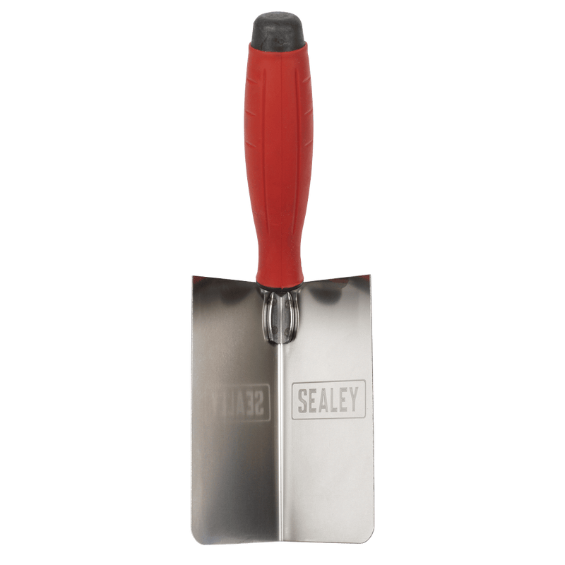 Sealey Stainless Steel Internal Corner Trowel - Rubber Handle - 120 x 60mm 5054630307195 T1802 - Buy Direct from Spare and Square