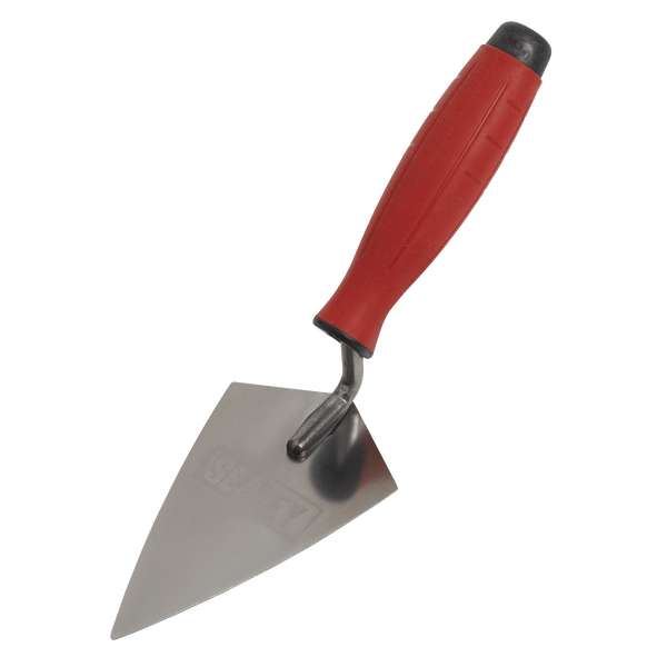 Sealey Stainless Steel Sharp Pointing Trowel - Rubber Handle - 140mm 5054630307119 T1222 - Buy Direct from Spare and Square