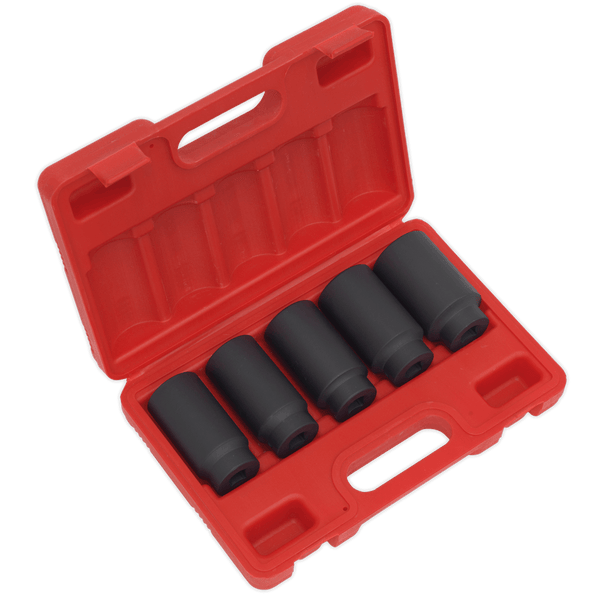 Sealey Steering, Hub & Suspension 5pc 1/2"Sq Drive Impact Hub Nut Socket Set-SX050 5054511377446 SX050 - Buy Direct from Spare and Square