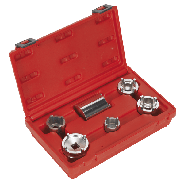 Sealey Steering, Hub & Suspension 6pc Motorcycle Swingarm Locknut Socket Set-SMC1 5054511691825 SMC1 - Buy Direct from Spare and Square