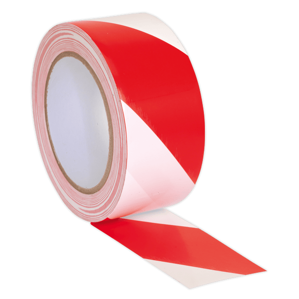 Sealey Tapes 50mm x 33m Red/White Hazard Warning Tape-HWTRW 5054511045031 HWTRW - Buy Direct from Spare and Square