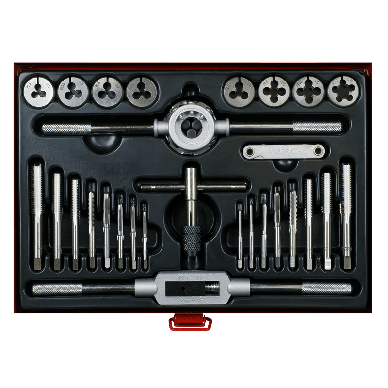 Sealey Thread Cutting 28pc Mechanic’s Tap & Die Set Split Dies - Metric-AK3028 5054511659948 AK3028 - Buy Direct from Spare and Square