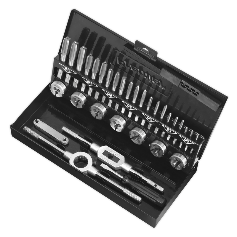 Sealey Thread Cutting 32pc Professional Tap & Die Set Split Dies - Metric HSS 4341-AK3015HSS 5054511232127 AK3015HSS - Buy Direct from Spare and Square