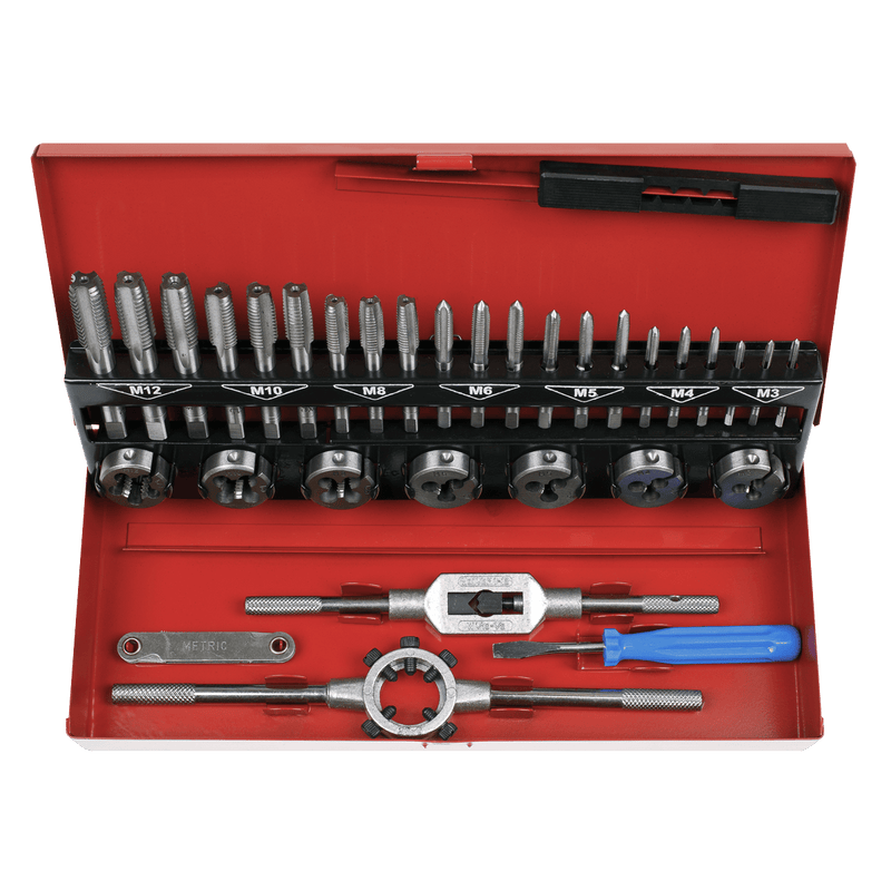 Sealey Thread Cutting 32pc Tap & Die Set Split Dies - Metric-AK3015 5054511065107 AK3015 - Buy Direct from Spare and Square