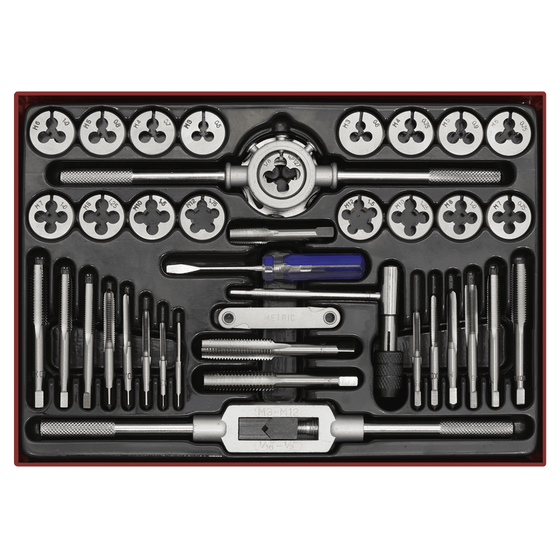 Sealey Thread Cutting 40pc Tap & Die Set Split Dies - Metric-AK3040 5054511660203 AK3040 - Buy Direct from Spare and Square