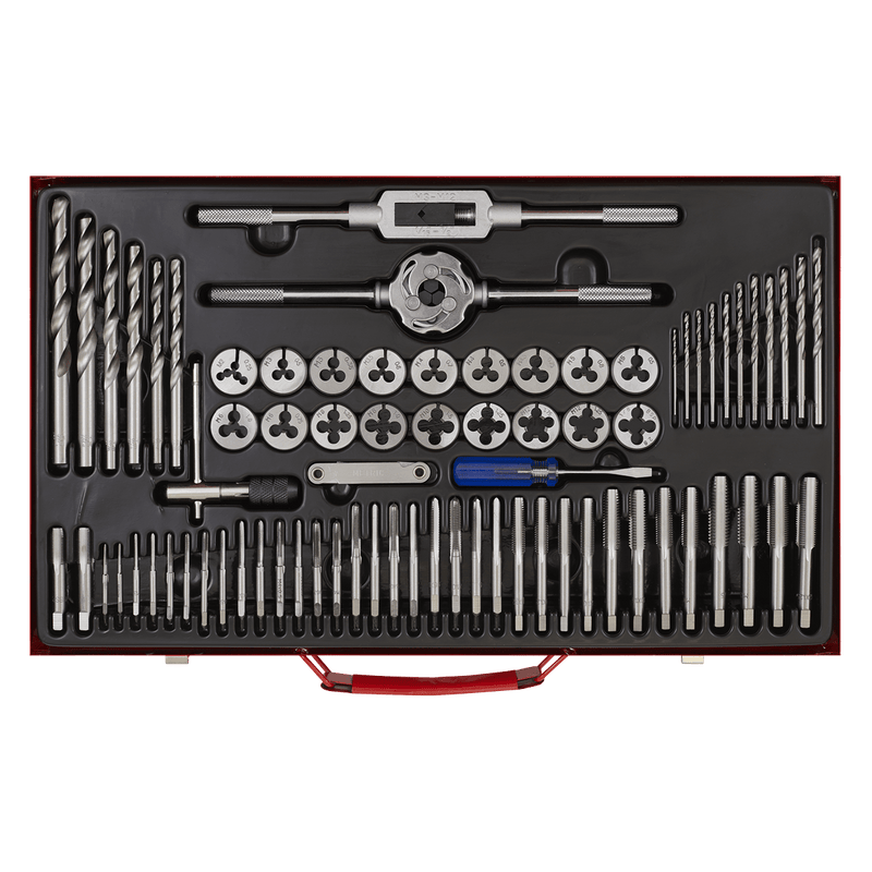 Sealey Thread Cutting 76pc Tap & Die Set Split Dies - Metric-AK3076 5054511660319 AK3076 - Buy Direct from Spare and Square