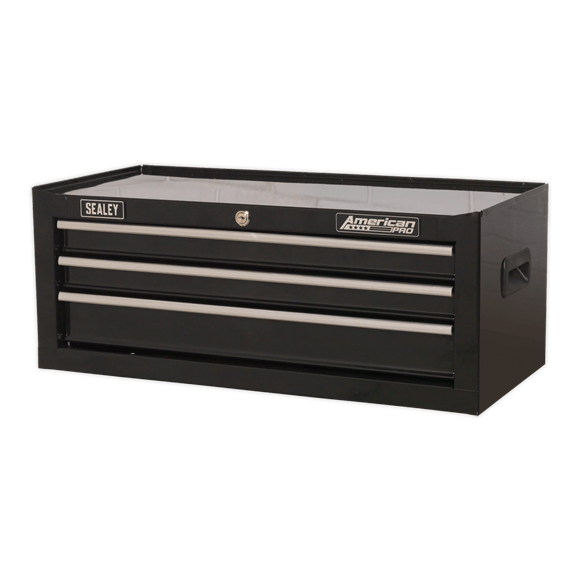 Sealey Tool Chest Sealey American Pro Mid-Box 3 Drawer With Ball-Bearing Slides In Black AP223B - Buy Direct from Spare and Square