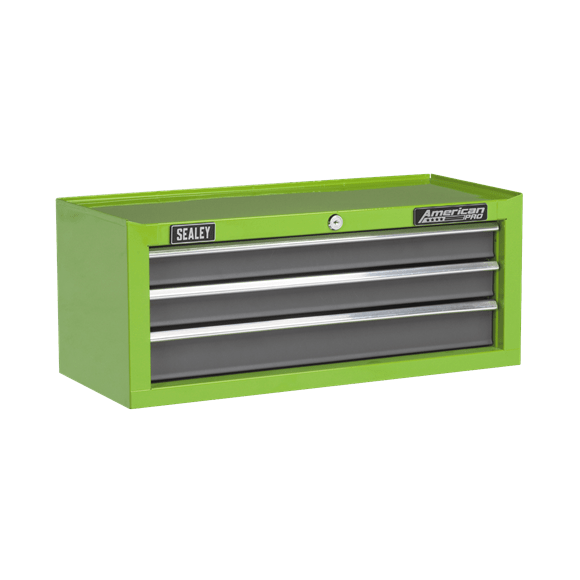 Sealey Tool Chest Sealey American Pro Mid-Box 3 Drawer With Ball-Bearing Slides In Green / Grey AP22309BBHV - Buy Direct from Spare and Square