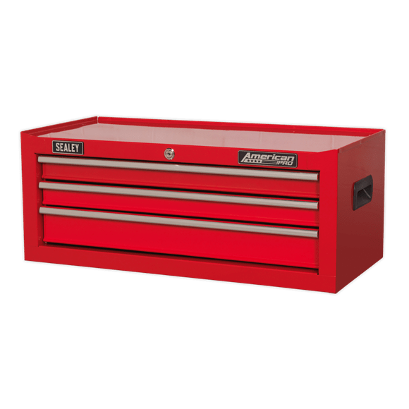 Sealey Tool Chest Sealey American Pro Mid-Box 3 Drawer With Ball-Bearing Slides In Red AP223 - Buy Direct from Spare and Square