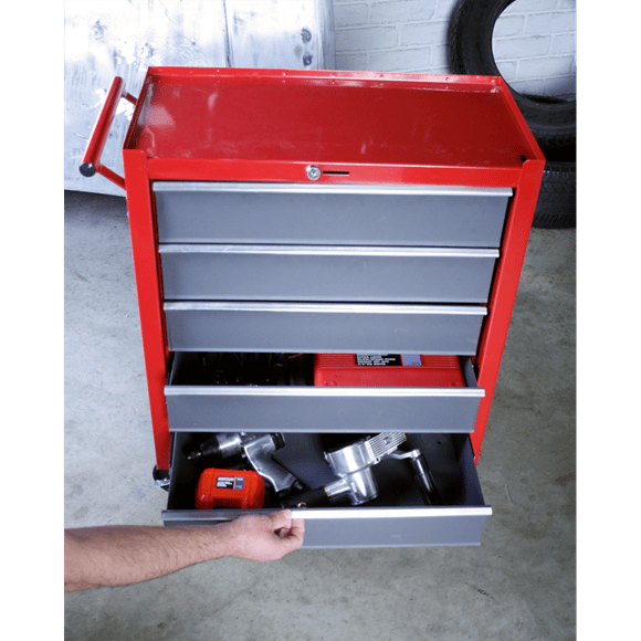 Sealey Tool Chest Sealey American Pro Rollcab 5 Drawer With Ball Bearing Slides In Red / Grey AP22505BB - Buy Direct from Spare and Square