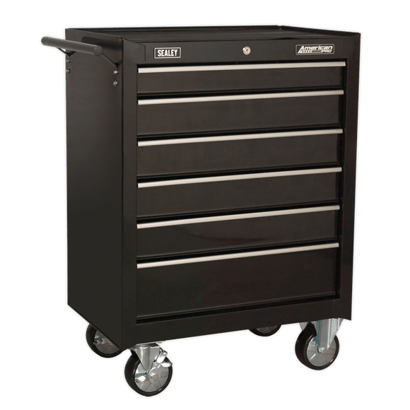 Sealey Tool Chest Sealey American Pro Rollcab 6 Drawer With Ball-Bearing Slides In Black AP226B - Buy Direct from Spare and Square