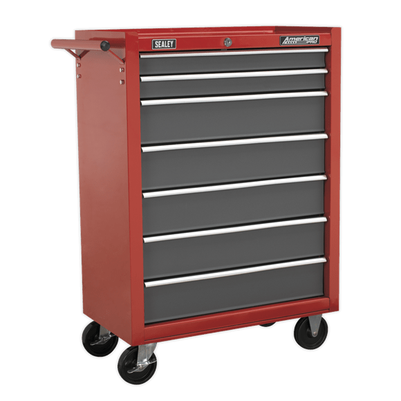 Sealey Tool Chest Sealey American Pro Rollcab 7 Drawer With Ball Bearing Slides In Red / Grey AP22507BB - Buy Direct from Spare and Square