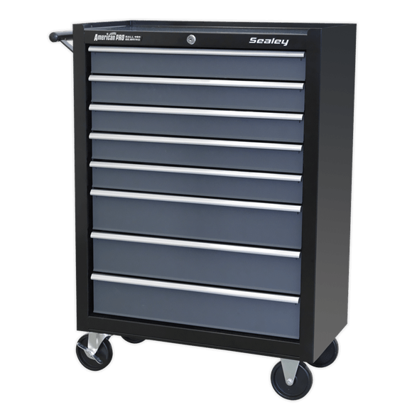 Sealey Tool Chest Sealey American Pro Rollcab 8 Drawer With Ball-Bearing Slides In Black / Grey AP3508TB - Buy Direct from Spare and Square