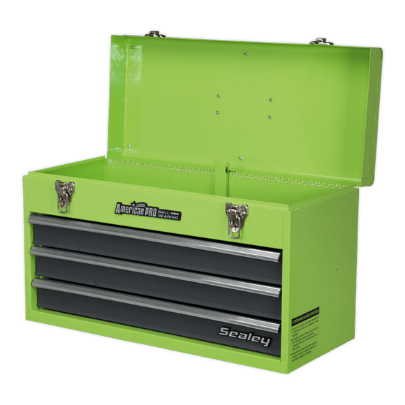 Sealey Tool Chest Sealey American Pro Tool Chest 3 Drawer Portable With Ball-Bearing Slides In Green / Grey AP9243BBHV - Buy Direct from Spare and Square