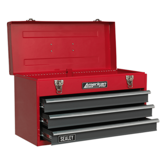 Sealey Tool Chest Sealey American Pro Tool Chest 3 Drawer Portable With Ball-Bearing Slides In Red / Grey AP9243BB - Buy Direct from Spare and Square