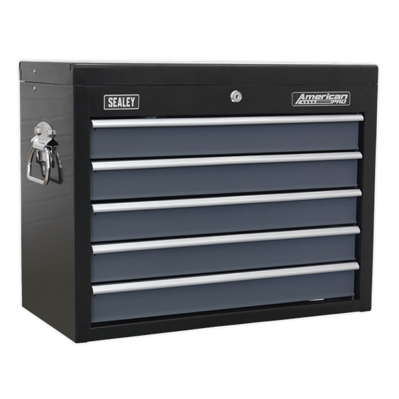 Sealey Tool Chest Sealey American Pro Topchest 5 Drawer With Ball-Bearing Slides In Black / Grey AP3505TB - Buy Direct from Spare and Square