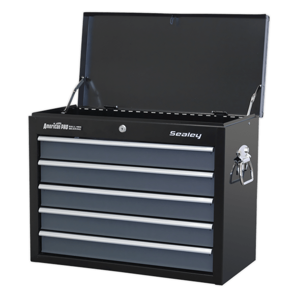 Sealey Tool Chest Sealey American Pro Topchest 5 Drawer With Ball-Bearing Slides In Black / Grey AP3505TB - Buy Direct from Spare and Square