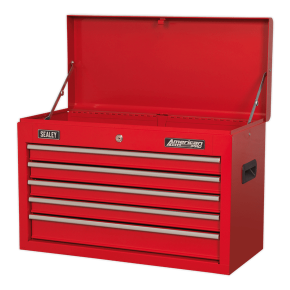 Sealey Tool Chest Sealey American Pro Topchest 5 Drawer With Ball-Bearing Slides In Red AP225 - Buy Direct from Spare and Square