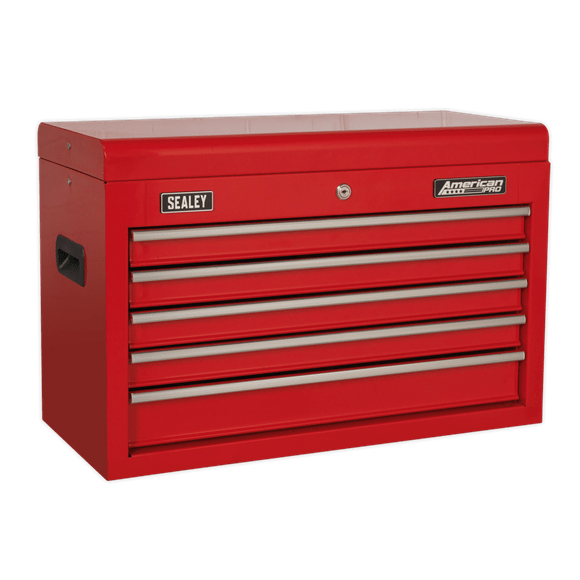 Sealey Tool Chest Sealey American Pro Topchest 5 Drawer With Ball-Bearing Slides In Red AP225 - Buy Direct from Spare and Square