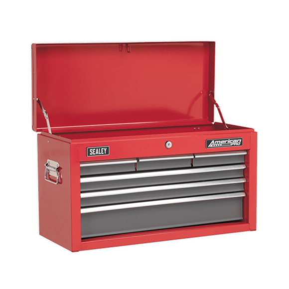 Sealey Tool Chest Sealey American Pro Topchest 6 Drawer With Ball Bearing Slides In Red / Grey AP2201BB - Buy Direct from Spare and Square